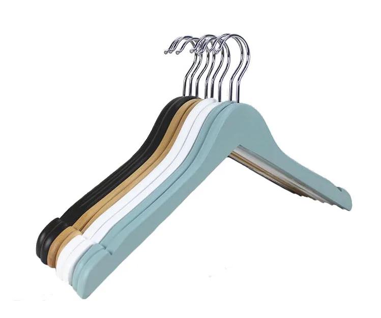 Hangerlink White Blue Wooden Clothes Hanger for Shirts and Dress, Suit
