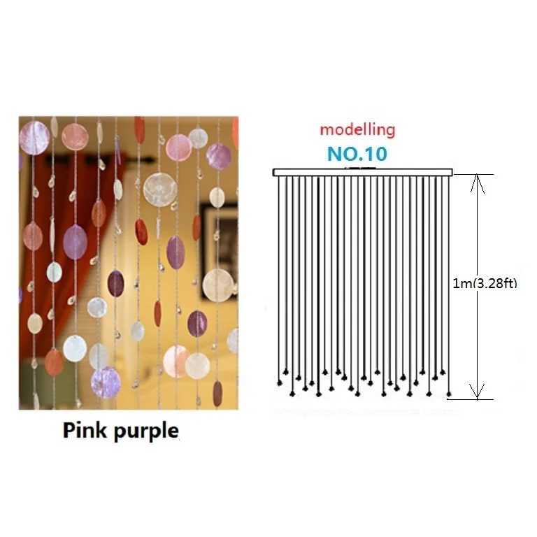 № 10 готовой шторы шт./лот красочные в виде ракушки Кристалл бисера Дверные Шторы экран крыльцо раздела Рождество украшения 01 - Цвет: 10pcs Pink purple