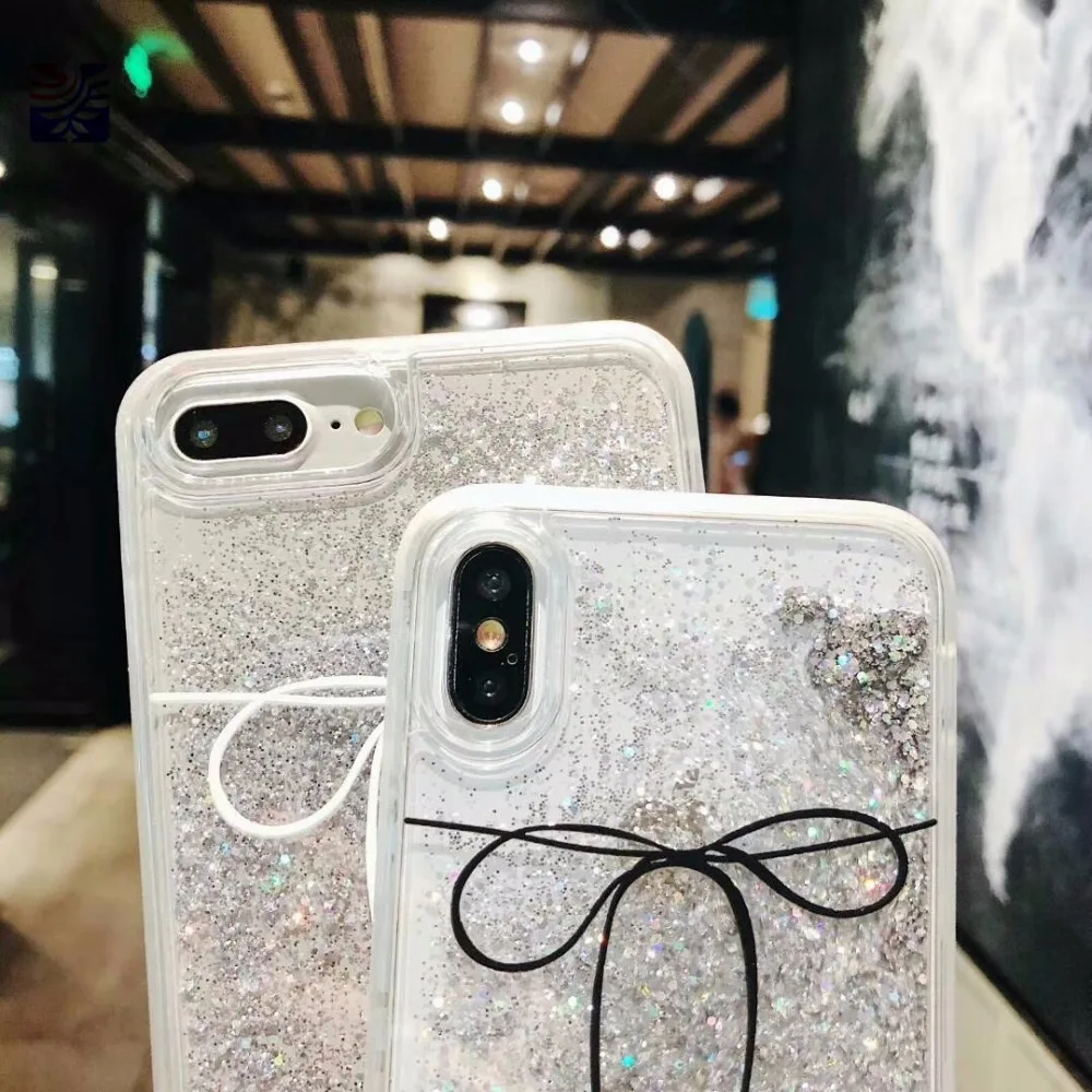 PEEPING luxury quicksand Glitter Bow snowflake phone case  Fashion for iPhone 6 6s 7 8 Plus X XR XS MAX silicone soft case04