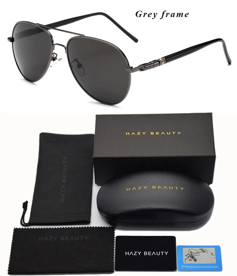 Для мужчин Классические поляризационные солнцезащитные очки для женщин, внутреннее покрытие из линзы солнцезащитных очков очки модные солнечные очки Oculos De Sol masculino UV400 посылка - Цвет линз: Grey frame