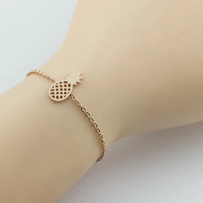 GORGEOUS TALE 2017 New Summer Fruit Jewelry Stainless Steel Gold Chains Tiny Women Pineapple Bracelet Brazaletes Pulseras Mujer|pulseras