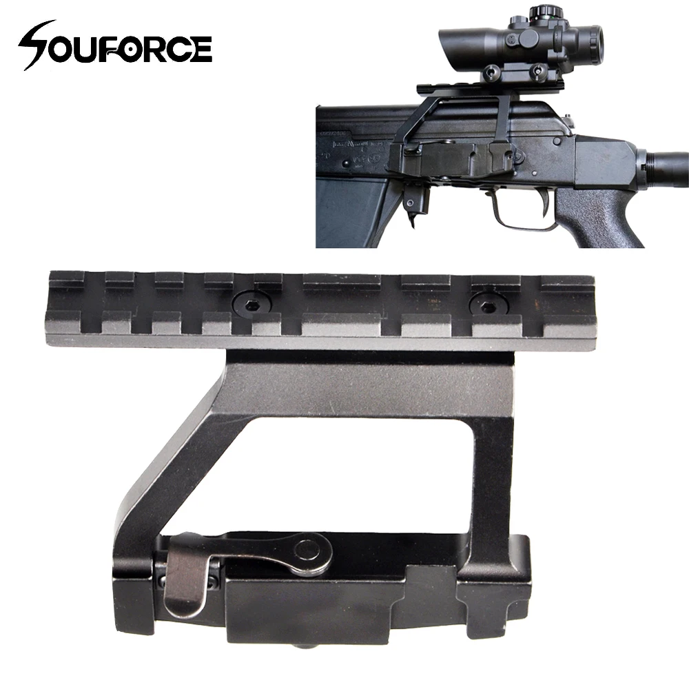 

Metal Top Rail Mount AK47/ AK74 SAIGA RIFLE Airsoft Side Rail Lock Scope Mount QD for 20mm Picatinny Rail Scope Sight