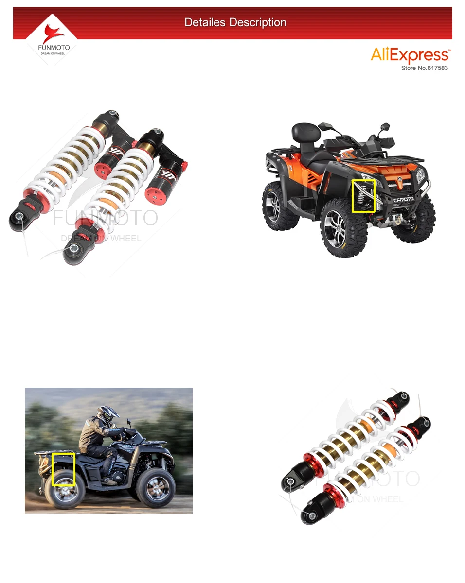 US $335.00 ONE KIT SHOCK ABSORBER WITH AIR BAG FIT FOR CF500 ATV CF8002CFX8CFORCE 820XL DLX EPS 702005160030000702006160030000