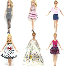 NK 6 Set Lot Hot Sell Doll Outfits Top Fashion Dress Party Gown Clothes For Barbie