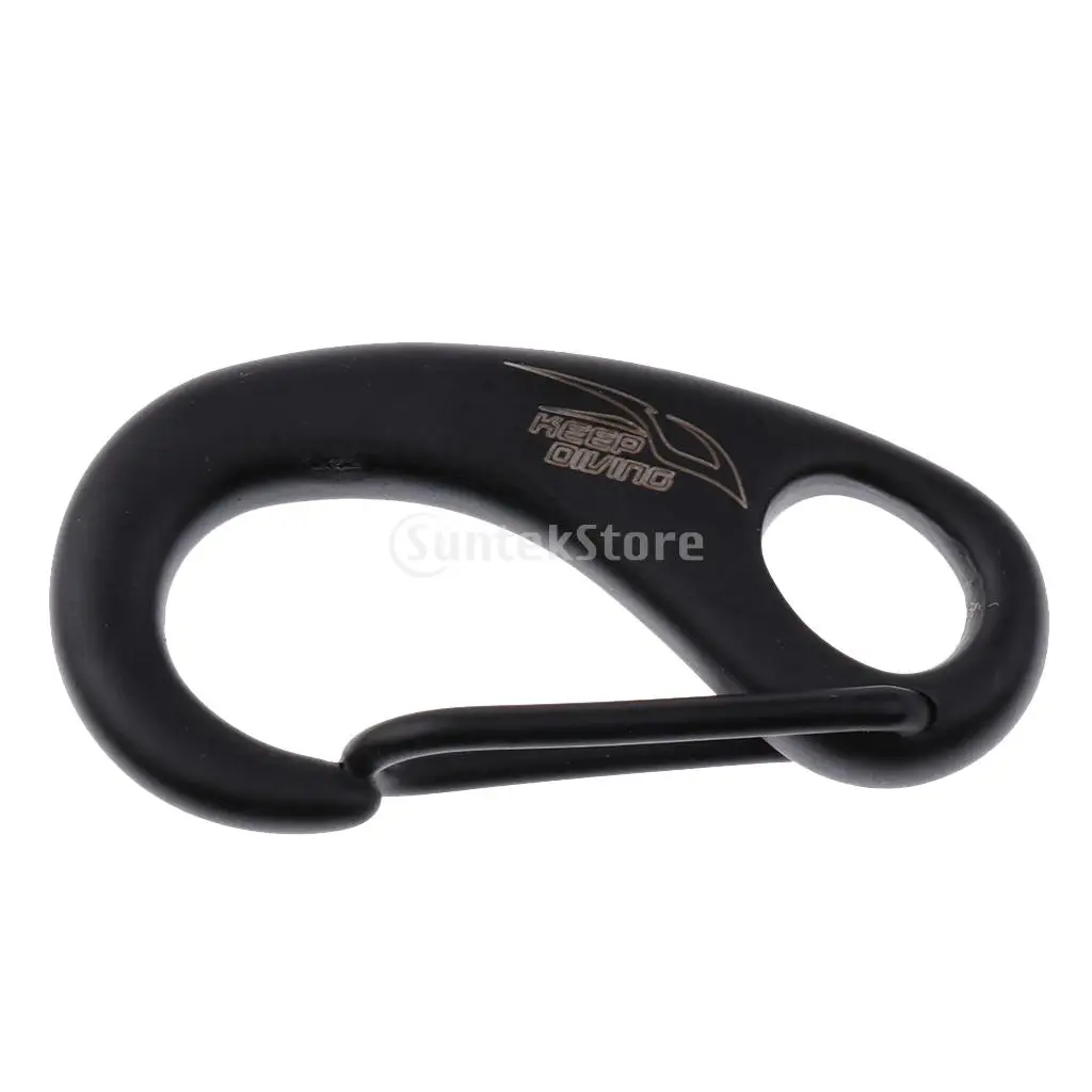 Scuba Diving 50mm 70mm 316 Stainless Steel Egg Shape Quick Link Carabiner Snap Hook Buckle Black Metal Clip