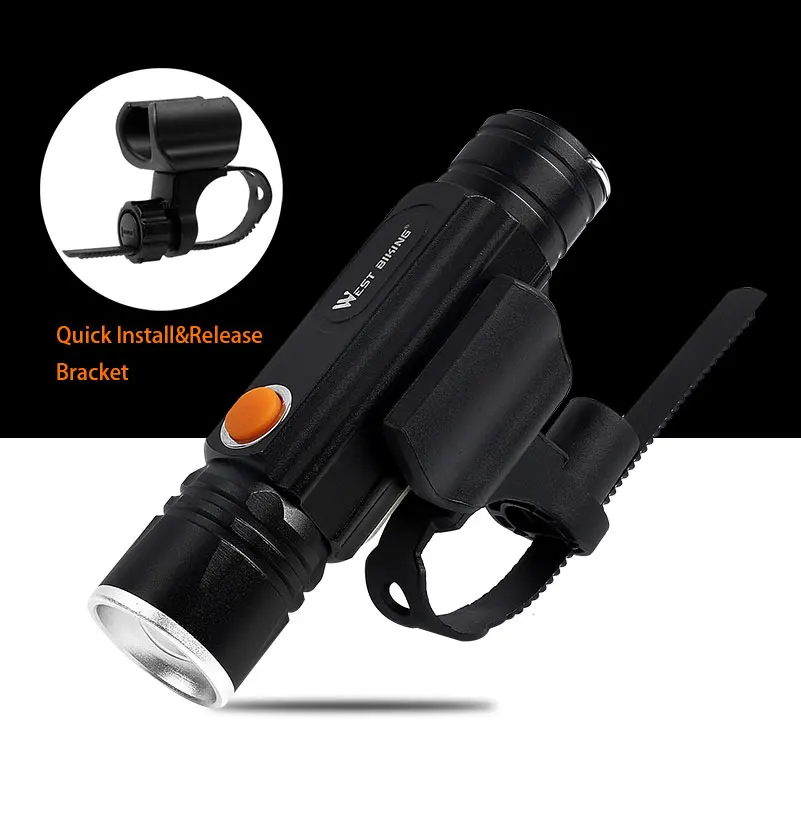 Excellent WEST BIKING 350 LM Bike Light Flashlight IPX-4 Waterproof Headlight Cycling Lights Front Lamp Torch Stretch Zoom Bicycle Light 15