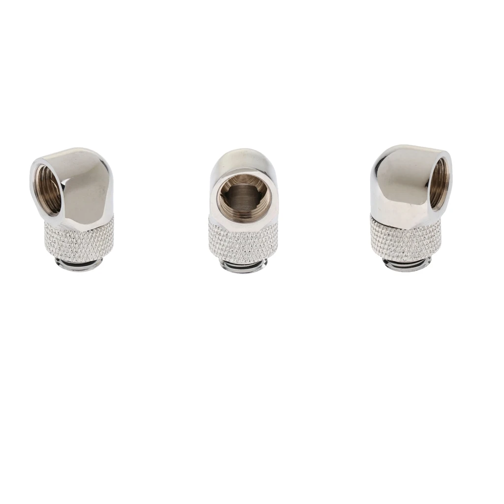 Barrow Brass G1/4 Inches Thread 90 Degree Rotary Joint Fitting Adapter Silver - 3Piece
