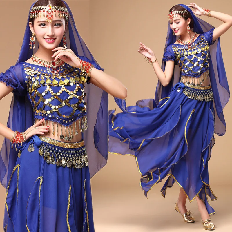 Wooin India Dance Performances 5 Piece Chiffon Suit Belly Costume Adult Dress Accessory Female Ears Rings | Тематическая одежда и