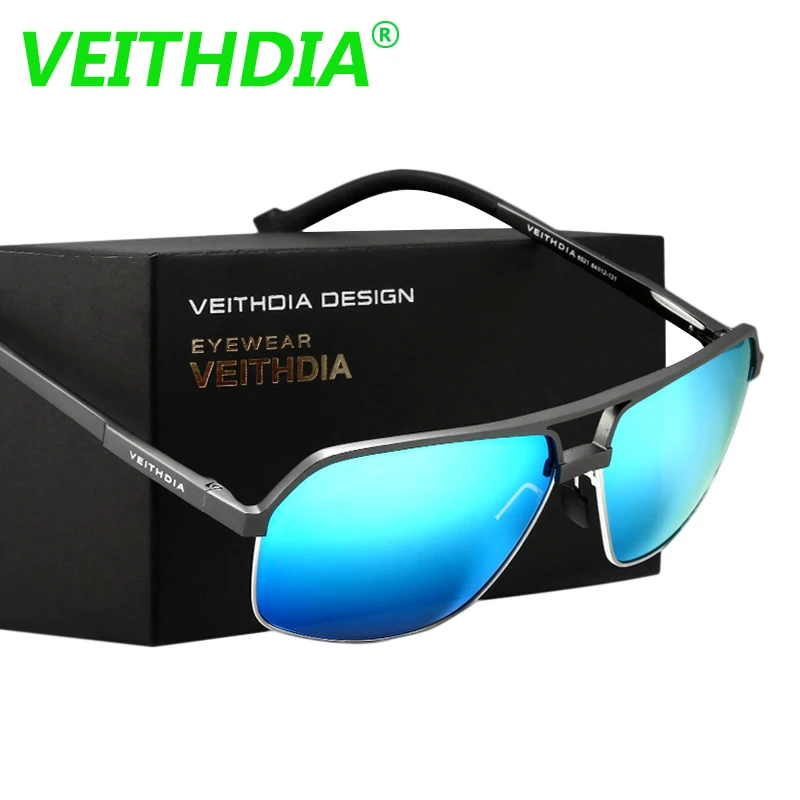 

Veithdia Men Brand LOGO Designer Driving Aluminum Magnesium Polarized Sunglasses Glasses Goggles Eyeglasses Mirror Lens 6521