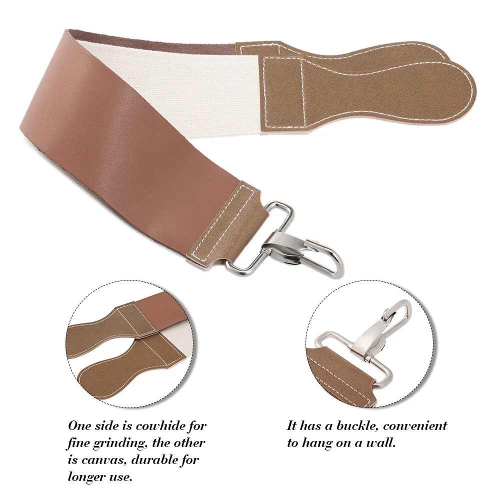 

Double Layers Men's Shaving Leather Strap Cowhide Throat Razor Strop Straight Cut Sharpening Strop Belt for Barber