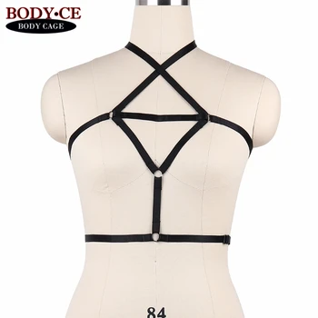 

Womens Sexy Harness Lingerie Black Body Cage Bra Bondage Bustier Elastic Strappy Tops Goth Fetish Erotic Burlesque Garter Belts