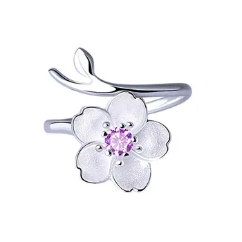 

Fashion Jewelry 925 Sterling Silver Lotus Flower Rhinestone Rings For Women Beautiful Open Rings For Party Gifts