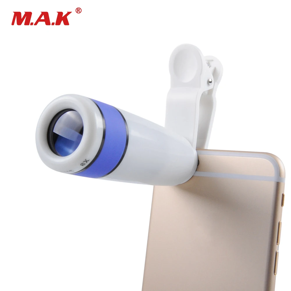 

High quality 8X Zoom Detachable Clip-on Monocular Telescope Lens with Accessories for Mobile