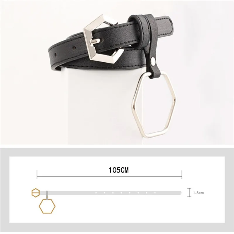 Fashion Women Vintage Geometry Accessorie Pendant Thin Leisure Leather Belt for Women Fashion Accessory 40FE0709