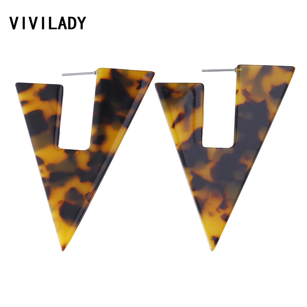 VIVILADY Trendy Triangle Acrylic Hoop Earrings Women Geometric Statement Boho Leopard Jewelry Brinco Accessories Bijoux Gifts - Image 2