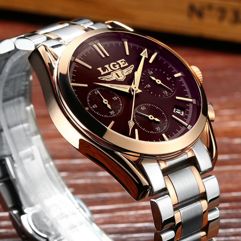 

LIGE Watches Men Brand Full Steel Military Watches Men's Quartz Clock Men Business Watch Sport Waterproof WristWatch Man Relojes