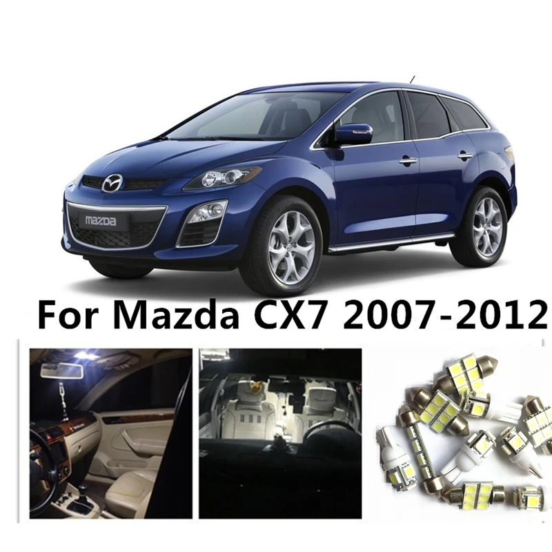 

LOAUT 9pcs White Car LED Light Bulbs Interior Package Kit For Mazda CX-7 2007-2012 Dome Lights License plate light Map