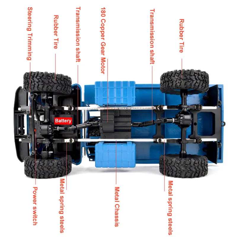 Радиоуправляемый грузовик 4WD с дистанционным управлением внедорожник газ V66 грузовик-перевозчик 2,4G Рок Гусеничный электронные игрушки детские рождественские подарки