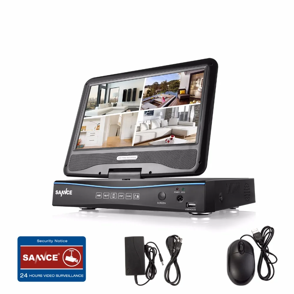 SANNCE 720P HD 10 1 LCD Monitor Video Monitoring with 1080N 4CH 8CH DVR NVR HVR