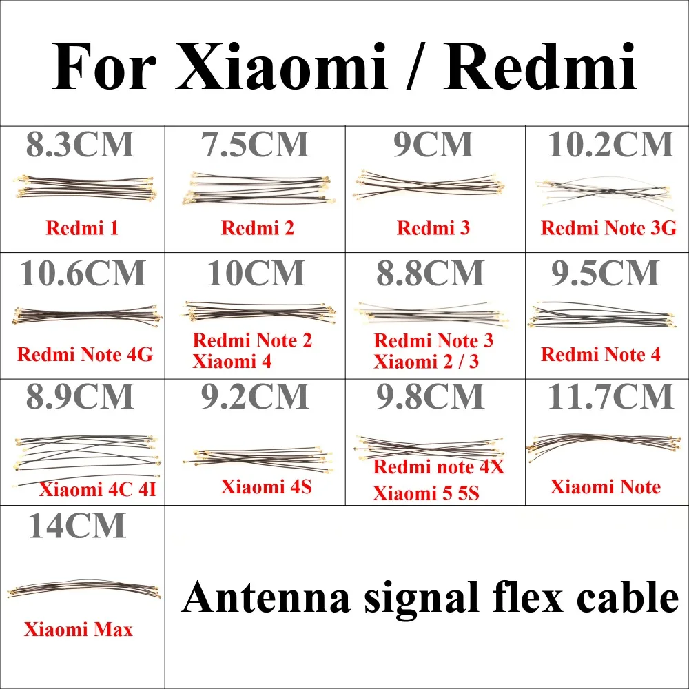 Антенна для сигнала Wi Fi Xiaomi Mi 2 3 2S 2A 4 Mi4 4C 4S 4i 5 Note Pro Redmi 1S 4X 10 шт.|Соединители| |