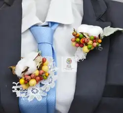 Новый ручной работы Свадебные Поставки искусственный цветок фрукты белый хлопок жених бутоньерка невесты руки запястье цветок корсаж