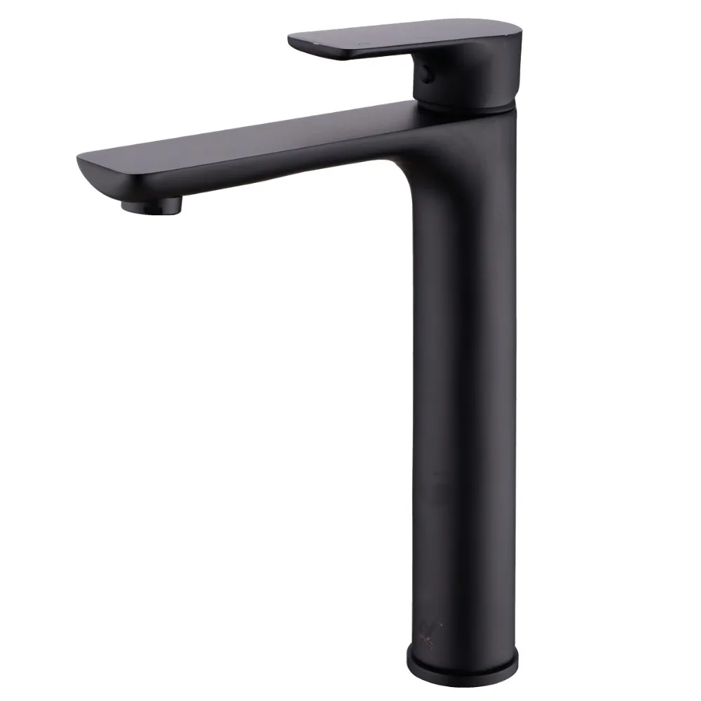 Matte Black Bathroom Faucet Commercial Above Counter Top Basin