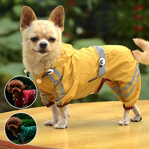 

Puppy Pet Dog Raincoat Bar Hoody Waterproof Rain Jacket Coat Apparel Costume