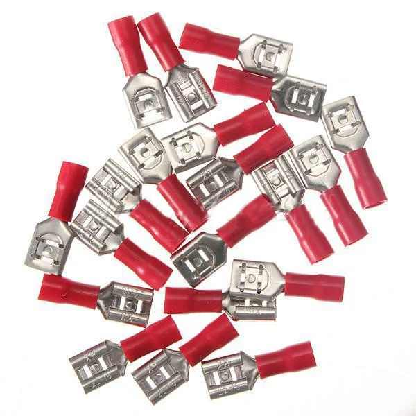 

20 Red Female Insulated Spade Wire Connector Electrical Crimp Terminal 18-22 AWG