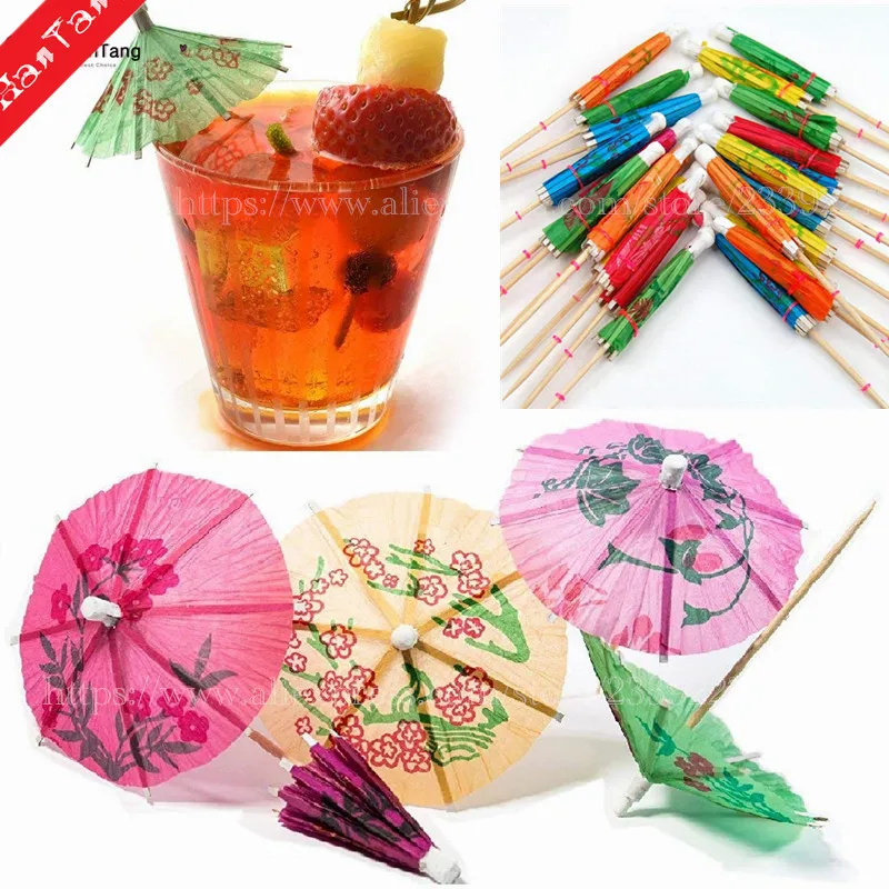 

50pcs/pack Drink Fruit Cake Sticks Mini Umbrella Paper Cocktail Parasols Umbrellas Wedding Decoration Birthday Party Supplies 5Z