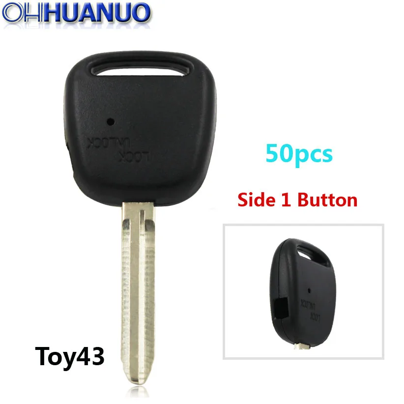 

50pcs/lot Remote Key Shell 1 Side Button Key Case Fob Blade Length 45mm TOY43 For Toyota