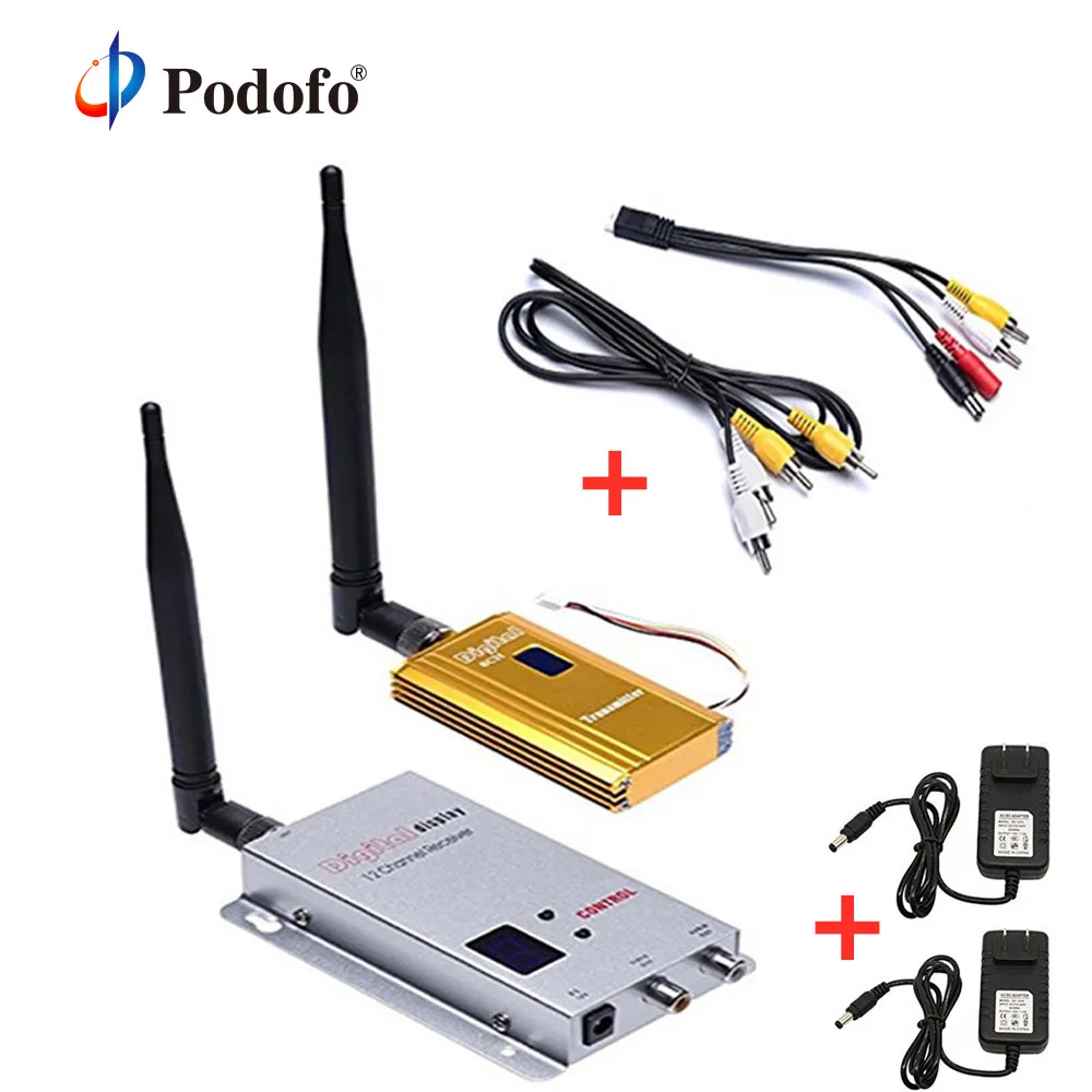  Podofo 1.2G 1.5W High Power Wireless Audio Video AV 8CH Transmitter 12CH Receiver Sender Kit DC 12V - 32974586070