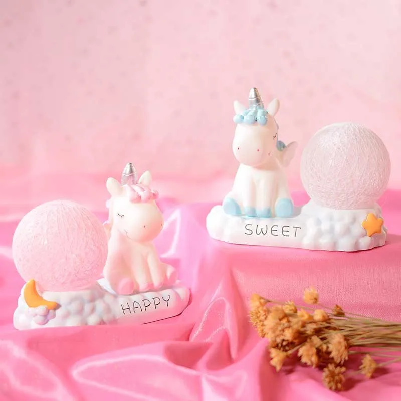 Resin Unreal Unicorn Rattan Ball Party LED Night Light Animal Kid Bedroom Decorative Lights Cartoon Nursery Toy Lamps Table Lamp (8)