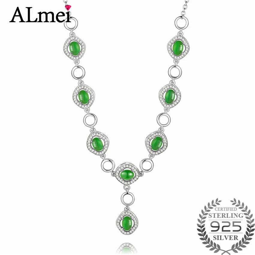 

Almei 8pcs Round 0.6ct Jasper Dazzling Beads Zircon Choker Necklace Luxury 925 Sterling Silver Fine Jewelry Free Box 40% FN057