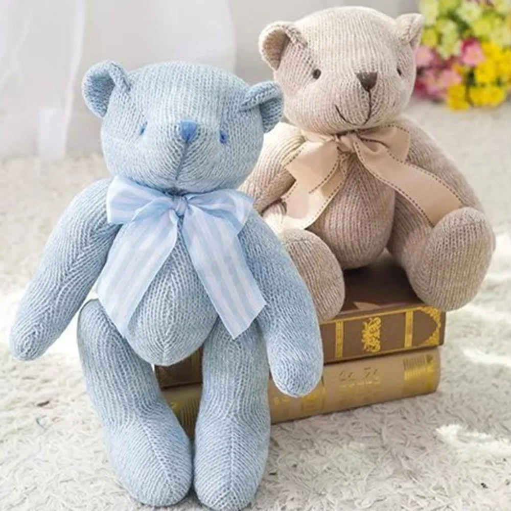 2019 Новый высокое качество бантом плюшевые игрушки Вязание медвежонок Тедди Kawaii маленькие плюшевые игрушки мягкие пушистые медведь куклы