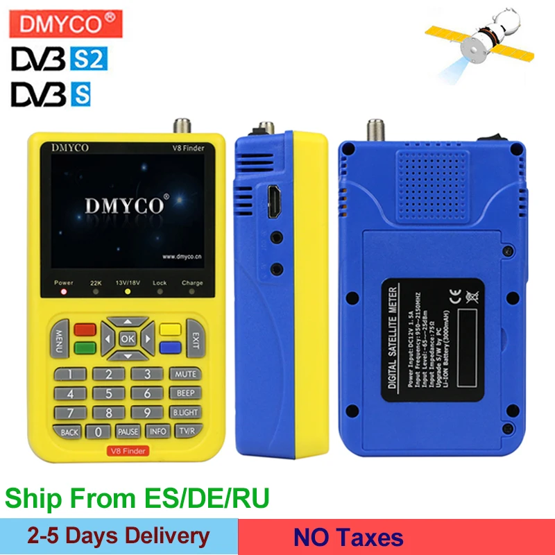 

DMYCO V8 Finder Satlink Satellite Finder DVB-S/S2 High Definition 3.5 inch LCD Display MPEG-4 Satfinder Satellite Signal Finder