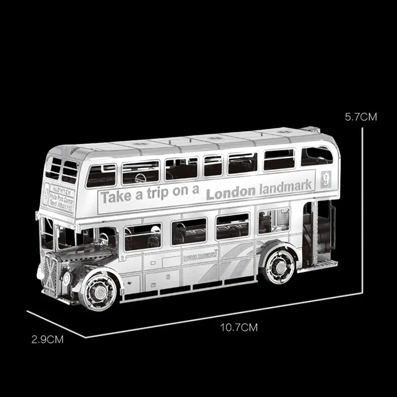 3D DIY металлическая головоломка из нержавеющей стали в Военном Стиле бронированный автомобиль/дорожное строительство стереоскопическая Сборная модель головоломки детские игрушки - Цвет: Bus