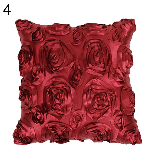 

Satin 3D Rose Flower Square Throw Pillow Cushion Case Cover Home Room Seat 7M7D