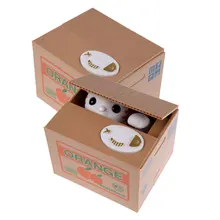 New Arrival Greedy Cat Panda Steal Coin Piggy Bank Automated Savings Box Toy Gift White Money Coin Boxes Gifts Free Shipping