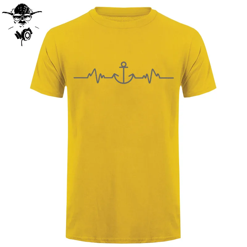 Sailinger Anchor Pulse Heartheat Футболка-Yacht Sail Tee Забавный подарок на день рождения Футболка с принтом Мужская брендовая футболка Новинка