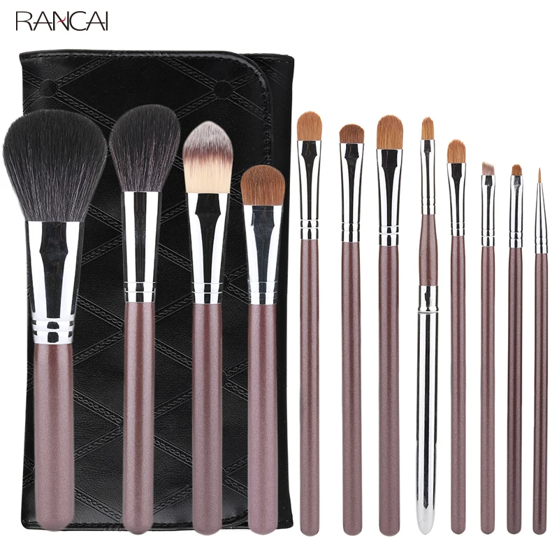

RANCAI Professional 12pcs Makeup Brushes Set Powder Blusher Lip Eyeliner Eyeshadow Brush Cosmetic Beauty with Soft Leather Bag