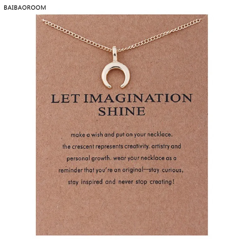 Fashion Jewelry Let Imagination Shine Crescent Card Moon Choker Necklace Women