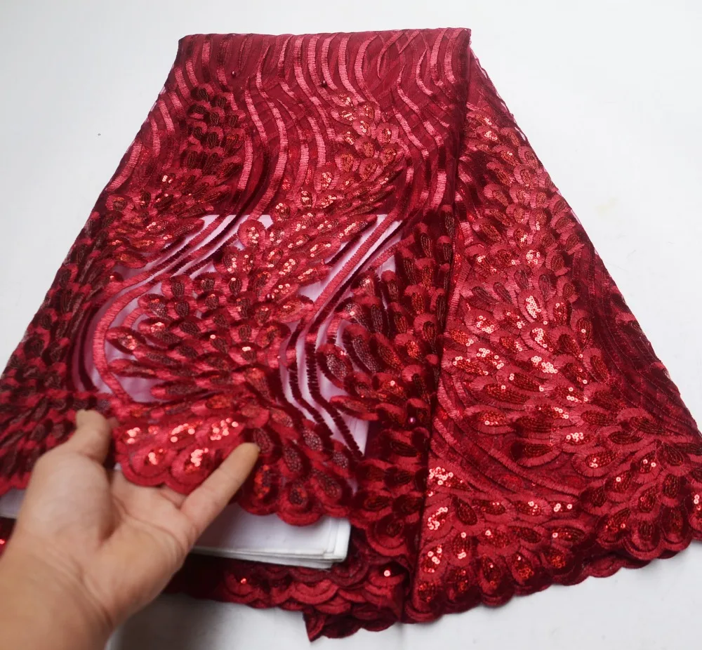 

Sequined lace fabric high quality nigerian net lace with sequins fashion embtoidered lace afrian lace fabric 5yards/lot P58303