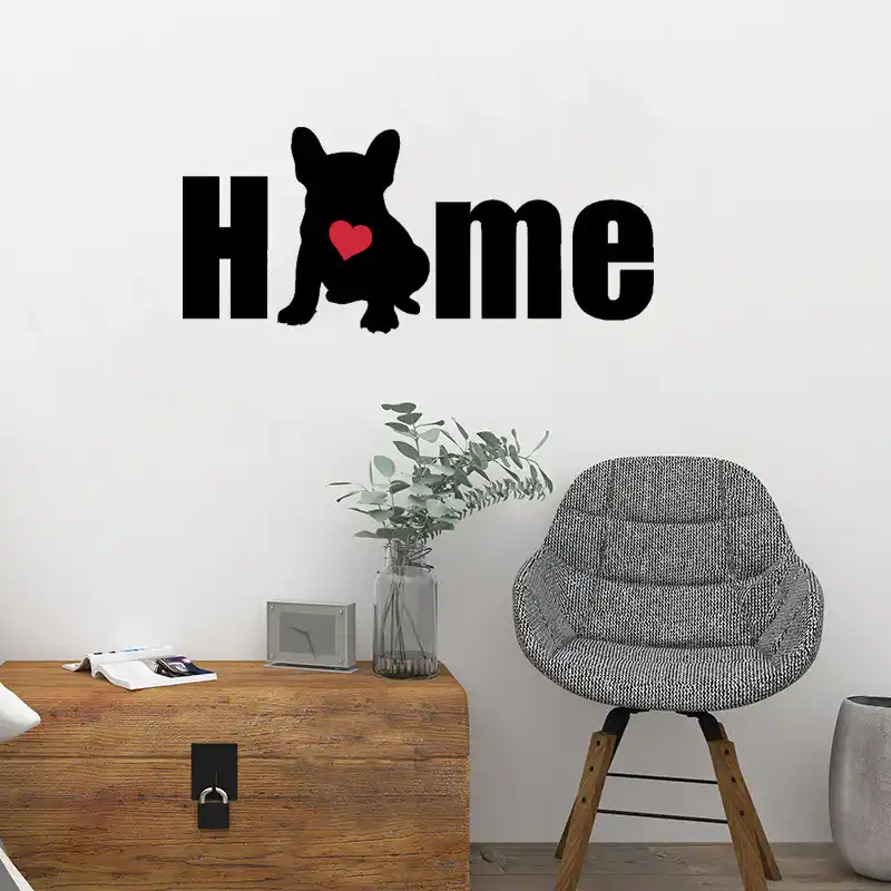 Silueta De Perro Palabra Adhesivo De Pared De Casa Frances Bulldog