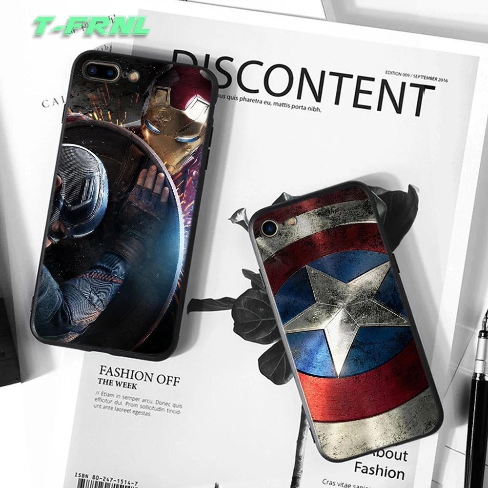 For coque iPhone 6S case 5 5S SE 6 6S 7 8 Plus X case Captain America cover for iPhone XS Max case for iPhone XR case