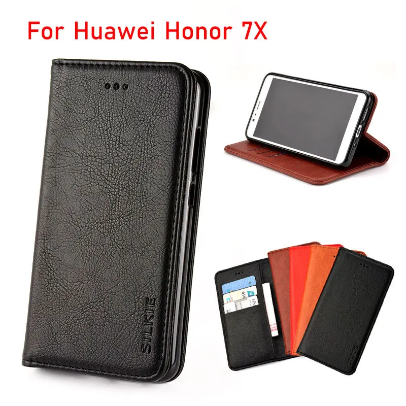

For Huawei Honor 7X case Luxury Flip cover Vintage Leather with Card Slot Without magnets Cases for Huawei Honor 7X funda coque