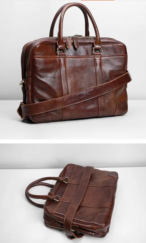 Винтажная ручная оригинальная мужская кожаная сумка, первый слой кожаных сумок, ретро портфель для компьютера - Цвет: brown