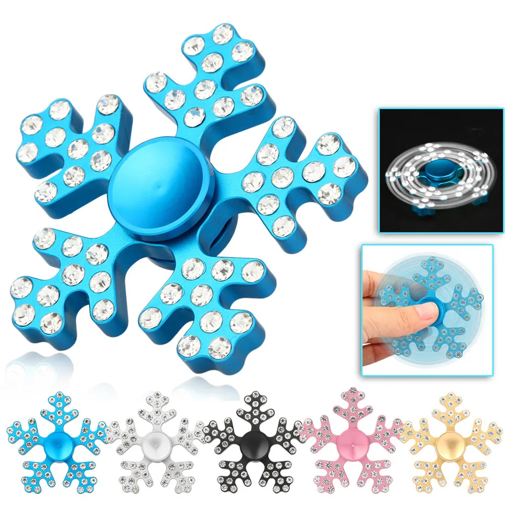New Arrival Snowflake Diamond Flower Fidget Spinner Metal Fingertip Gyro Hand Tri Spinner EDC Autism ADHD