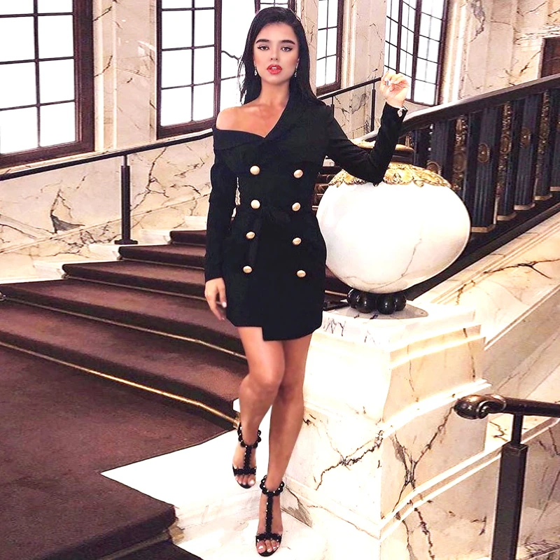 blazer dress black -4