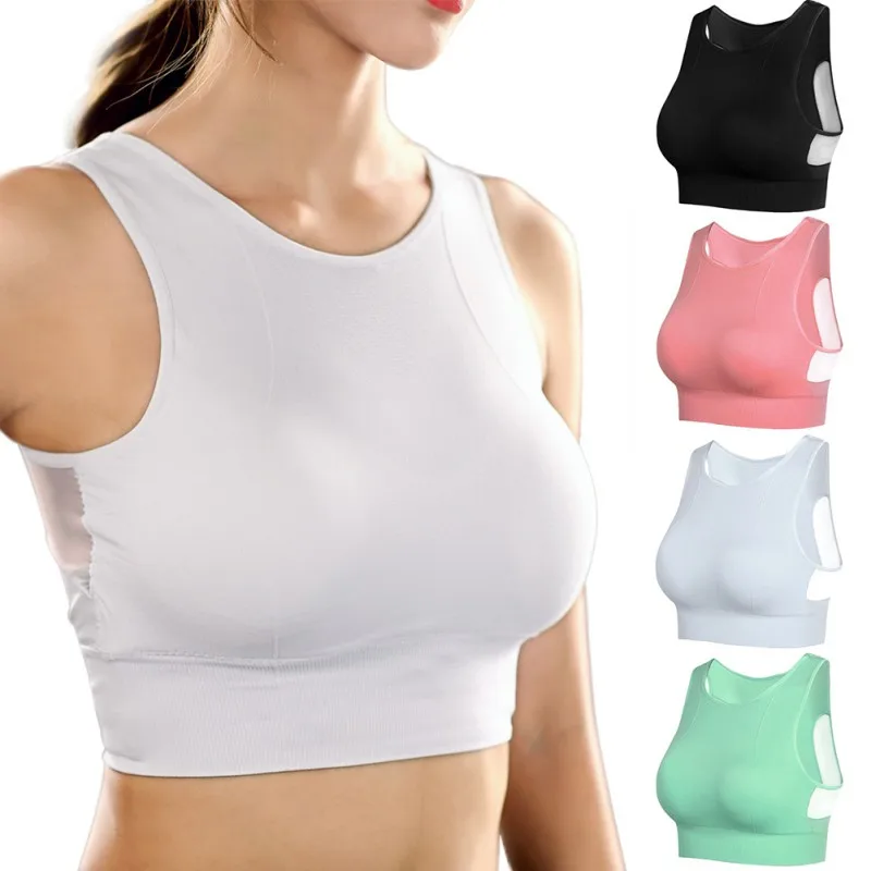 

New Women Sports Bra Breathable Mesh Padded Shockproof Bra Athletic Gym Seamless Fitness Yoga Vest Running Bra Tops