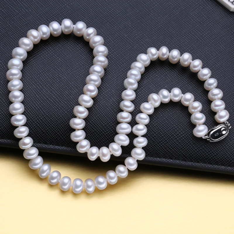 FENASY, ожерелье из пресноводного жемчуга для женщин, 3 цвета, 7-8/8-9/9-10 мм, жемчужное ювелирное изделие, колье, классическое ожерелье для женщин, подарок для любви